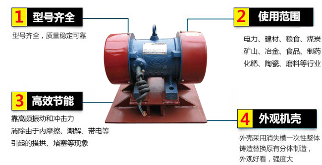 lzf倉壁振動(dòng)器：1，型號(hào)齊全：型號(hào)齊全，質(zhì)量穩(wěn)定可靠。2，適用范圍：電力，建材，糧食，煤炭，礦山，冶金，食品，制藥，化肥，陶瓷，磨料等行業(yè)。3，高效：靠高頻振動(dòng)和沖擊力消除由于內(nèi)摩擦，潮解，帶電等引起的塔供，堵塞等現(xiàn)象。4，外觀機(jī)殼：外殼采用消失模一次性整體鑄造替換原有分體制造，外觀好看，強(qiáng)度大。