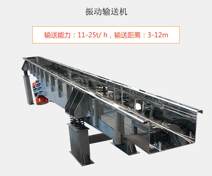 振動輸送機：輸送能力：11-25t/ h，輸送距離：3-12m
