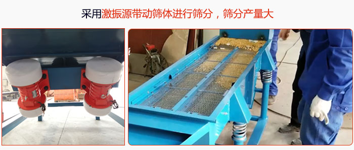 采用激振源帶動(dòng)篩體進(jìn)行篩分，篩分產(chǎn)量大。