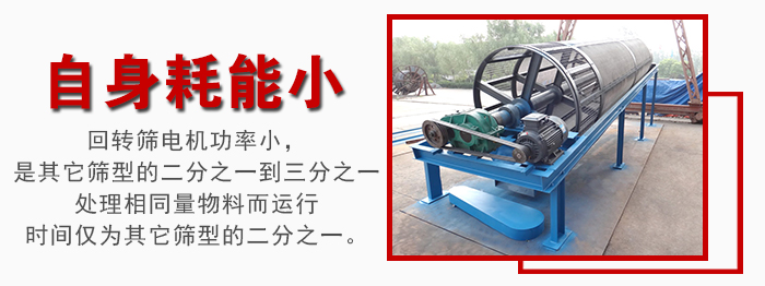滾筒篩耗能小，使用壽命長，維修方便