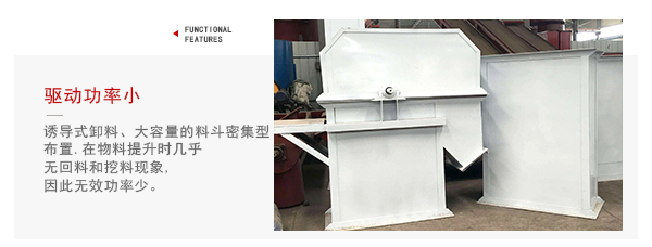 TD型斗式提升機(jī)驅(qū)動力小，無回料等特點展示圖。