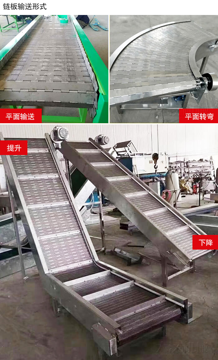 鏈板輸送機平面輸送，平面拐彎，提升等運行現(xiàn)場圖片